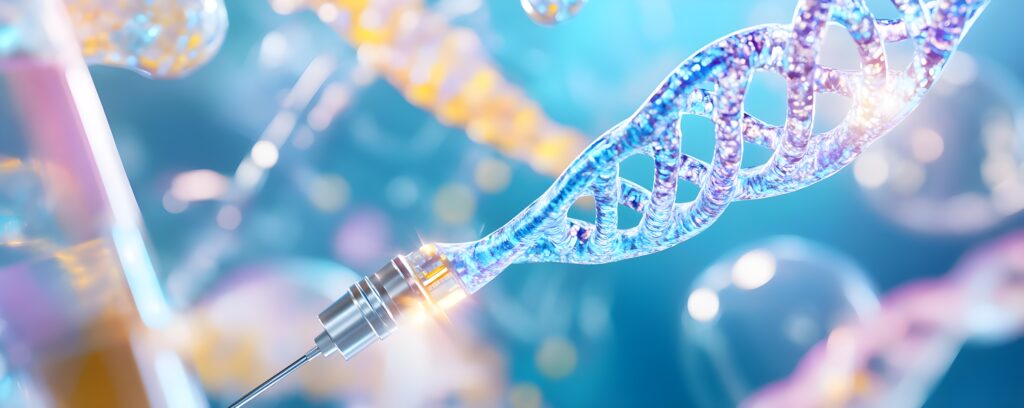 Abstract medical illustration of cell therapy and DNA science