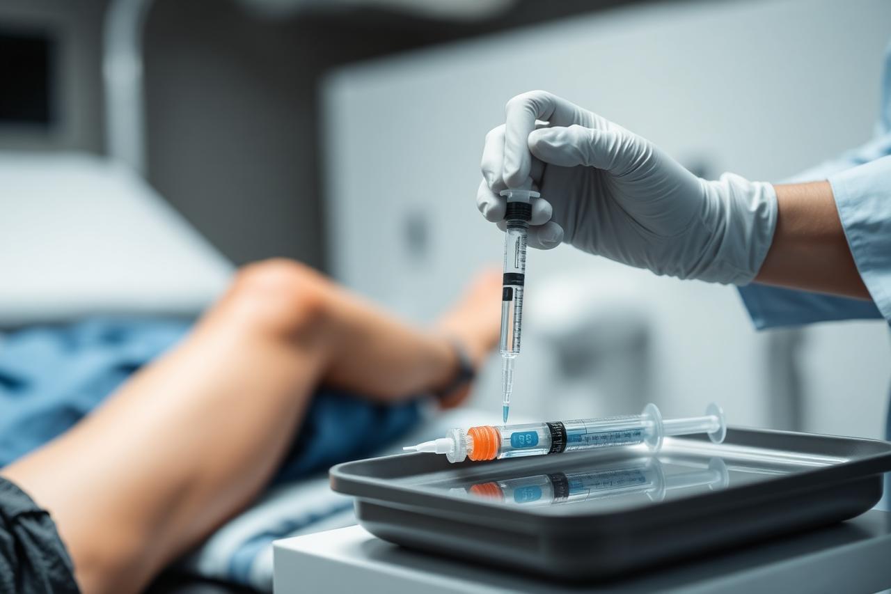 Sterile preparation for a knee joint injection