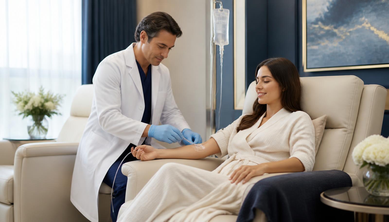 Intravenous infusion under medical supervision at LINNA Clinic