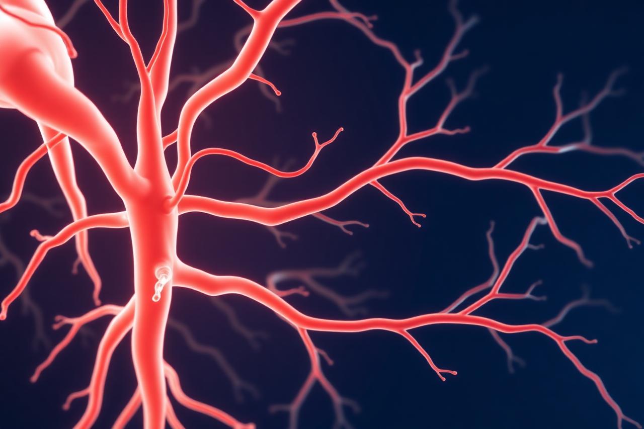 Medical render of branching blood vessels